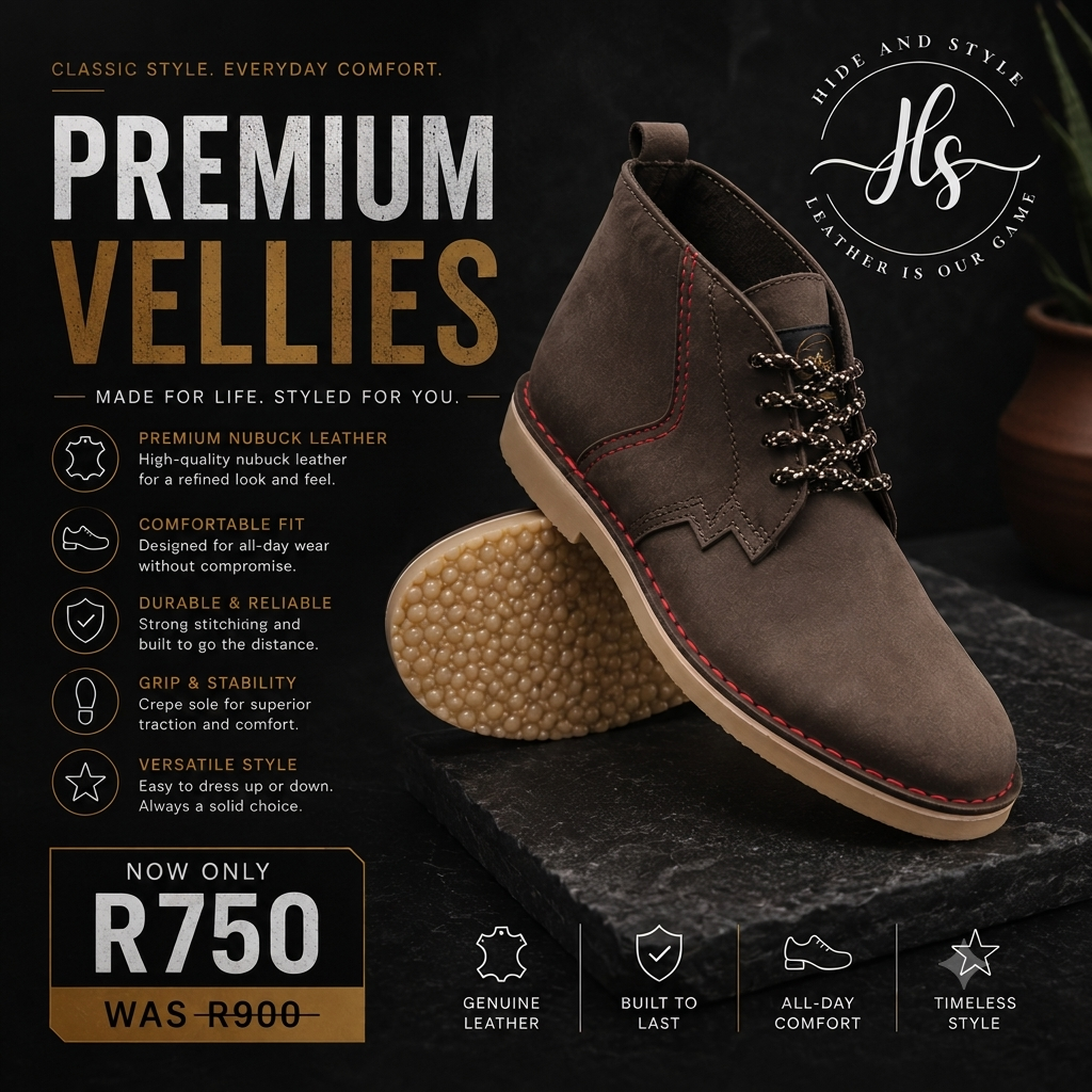 Mens leather vellies 